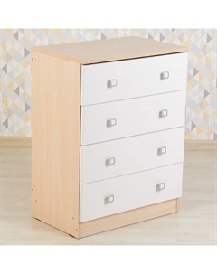 Комод c 4 ящиками kids Simple, 604×380×792 мм, дуб пастельный-белый Polini
