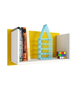 Полка книжная kids Mirum 5L 600, белая, жёлтая Polini