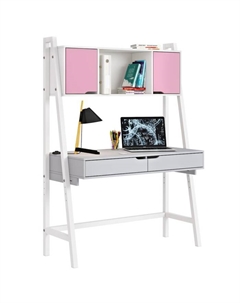 Стол письменный Kids Mirum 1446, с полкой, цвет серый-белый/двери розовые Polini