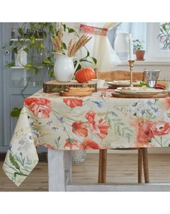Скатерть Маки 110х147 см, 100% хлопок, рогожка 160 гр/м2 Доляна