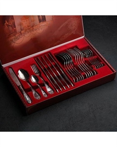 Набор столовых приборов «Императорский», 24 предмета, художественная роспись, декоративная коробка Пзхм