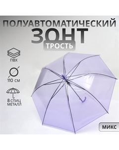 Зонт - трость полуавтоматический, 8 спиц, R=46/55 см, d=92 см, МИКС Qf