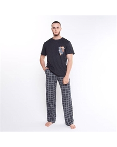 Комплект домашний мужской (футболка/брюки) «Дружная семейка», цвет антрацит, размер 58 Tlg
