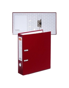 Папка-регистратор А4, 75 мм,, ПВХ, тиснение «лен», металлическая окантовка, карман на корешок, собранная, бордовая, микс Calligrata