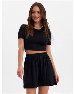 Пижама женская (футболка, шорты) : Home collection, размер 46, чёрная Minaku