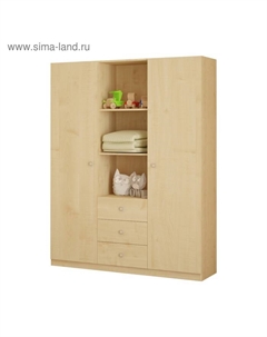 Шкаф прямой трёхстворчатый kids Simple, 1350×520×1900 мм, цвет натуральный Polini