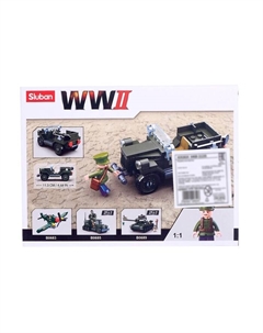 Конструктор Армия ВОВ «Военный джип», 112 деталей Sluban