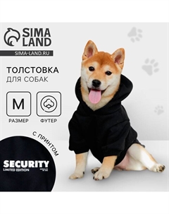 Толстовка Security для собак (футер), размер M (ДС 26, ОШ 36-38, ОГ 46-50), чёрная Пушистое счастье