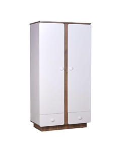 Шкаф двухсекционный Kids Ameli 4010, с ящиками, цвет белый-дуб крафт Polini