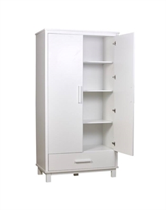 Шкаф двухсекционный Kids Simple 3410, с ящиком, цвет белый Polini