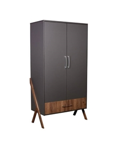 Шкаф двухсекционный kids Porto 3100, с ящиком, 51×103.4×190.4 см, цвет графит-дуб крафт Polini