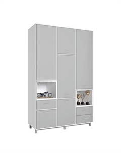 Шкаф трехсекционный kids Mirum 2335, белый-серый, белый Polini