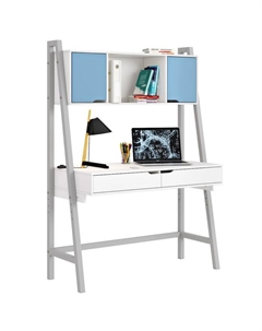 Стол письменный Kids Mirum 1446, с полкой, цвет белый-серый/двери голубые Polini