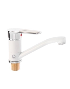Смеситель для кухни "Эверест" B45-274А, однорычажный, короткий излив, белый