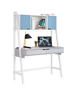 Стол письменный Kids Mirum 1446, с полкой, цвет серый-белый/двери голубые Polini