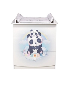 Комод 1380 «Милые панды», с пеленальной рамой, цвет белый Фея