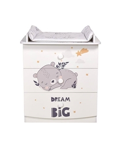 Комод 1380 «Спящий мишка», с пеленальной рамой, цвет белый Фея