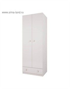 Шкаф двухсекционный kids Simple с 1 ящиком, белый Polini
