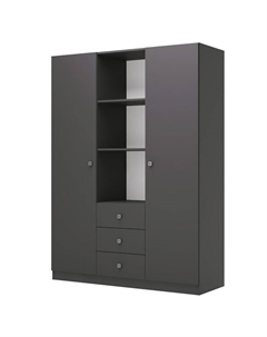 Шкаф прямой трёхстворчатый kids Simple, 1346×516×1900 мм, цвет серый Polini