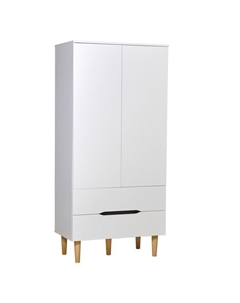 Шкаф прямой двухсекционный kids Simple 3610, 2 яшика, 900×508×1912 мм, цвет белый/дуб каменный Polini