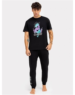 Комплект мужской (футболка, брюки) черный с принтом в виде "дракона" Mark formelle
