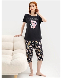 Комплект женский (бриджи, джемпер) в сером оттенке с цветами Mark formelle