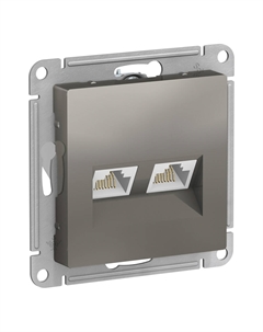 ATLASDESIGN сталь Розетка комп. RJ45+RJ45 2-гнездн. (без рамки) ATN000985 Schneider electric