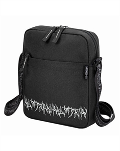 Сумка на плечо COMPACT с карманом, черная с принтом Heikki