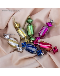 Ёлочная игрушка "Конфеты" (набор 6 шт) 3х10,5 см, МИКС Зимнее волшебство