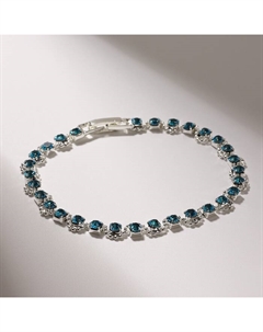 Браслет со стразами «Лёд» ручей, цвет голубой в серебре, 18 см Qf