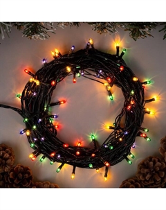 Гирлянда «Нить» 7 м, IP20, тёмная нить, 100 ламп, 8 режимов, 220 В, свечение мульти Luazon lighting