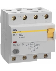 Дифференциальный автомат KARAT ВД3-63 4P 63А 300мА 6кАC MDV20-4-063-300 Iek