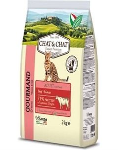 Сухой корм для кошек Chat&Chat Expert для взрослых кошек с говядиной и горохом Chat&chat