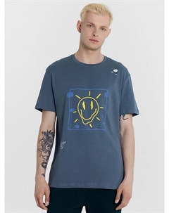 Футболка мужская серо-синяя с печатью Mark formelle