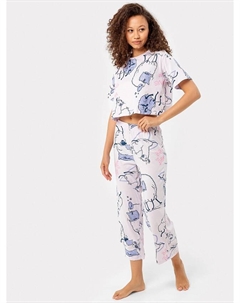 Комплект женский (футболка, бриджи) белого цвета с ламами Mark formelle