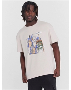 Футболка мужская кремовая с принтом и надписью "откуда у тебя столько врагов? я общительный"" Mark formelle