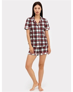 Комплект женский (джемпер, шорты) молочно-бежевый в клетку Mark formelle