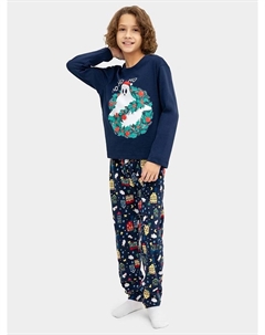 Комплект для мальчиков (джемпер, брюки) синий с принтом "домики" Mark formelle