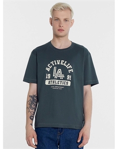 Футболка мужская синяя с печатью Mark formelle