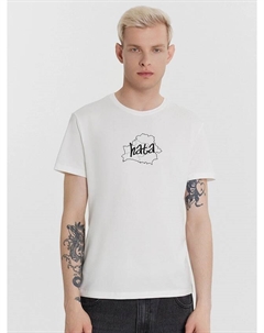Футболка мужская белая с принтом и надписью "hata" Mark formelle