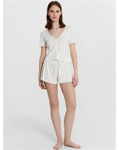 Комплект домашний женский молочный с цветочным принтом Mark formelle