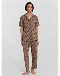 Комплект женский домашний коричневый с принтом в виде монограммой mf Mark formelle