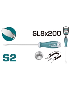 Отвертка шлицевая SL8 200 мм THT268200 Total
