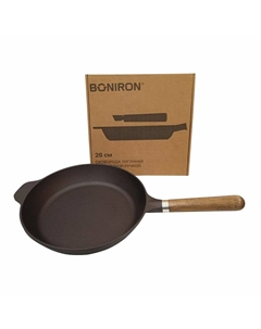 Сковорода чугунная с деревянной съемной ручкой диаметр 260-h50 Boniron