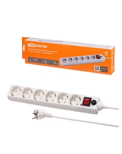 Сетевой фильтр СФ-06В выкл, 6р 3м с/з ПВС 10А/250В белый SQ1304-0020 TDM Tdm electric