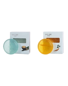 Набор мыло с морской солью, эфирным маслом чайного дерева и мыло с женьшенем и маслом лаванды Lucome