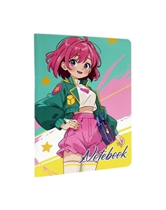 Блокнот My big notebook Девочка в зелёном бомбере, в клетку, мягкая обложка Myart