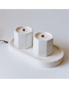 Набор свечей из гипса на подносе с ароматом "Клубничная гуава" Мануфактура баличевых