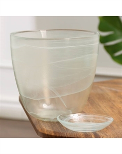 Горшок цветочный с поддоном №5, алебастр белый, 3 л Ninaglass