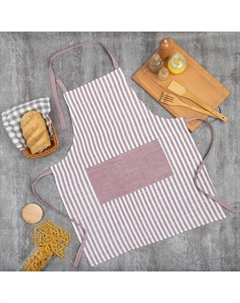 Фартук «. Полоса», розовая, 62×76 см, 50% хлопок 50% п/э Этель